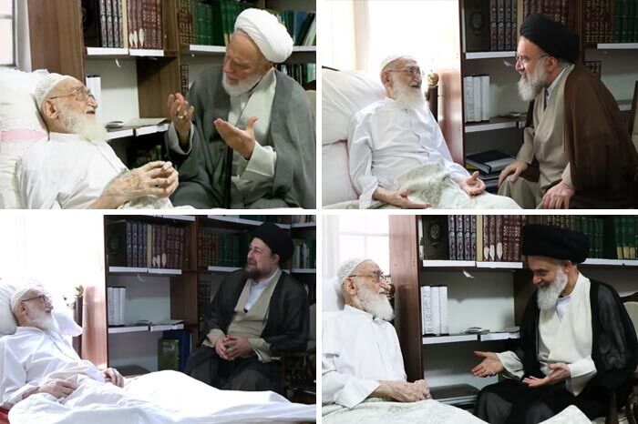 عیادت شخصیت‌های حوزوی از آیت‌الله نوری همدانی