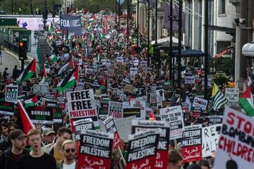 Thousands rally in London to condemn Britain’s support for Israel