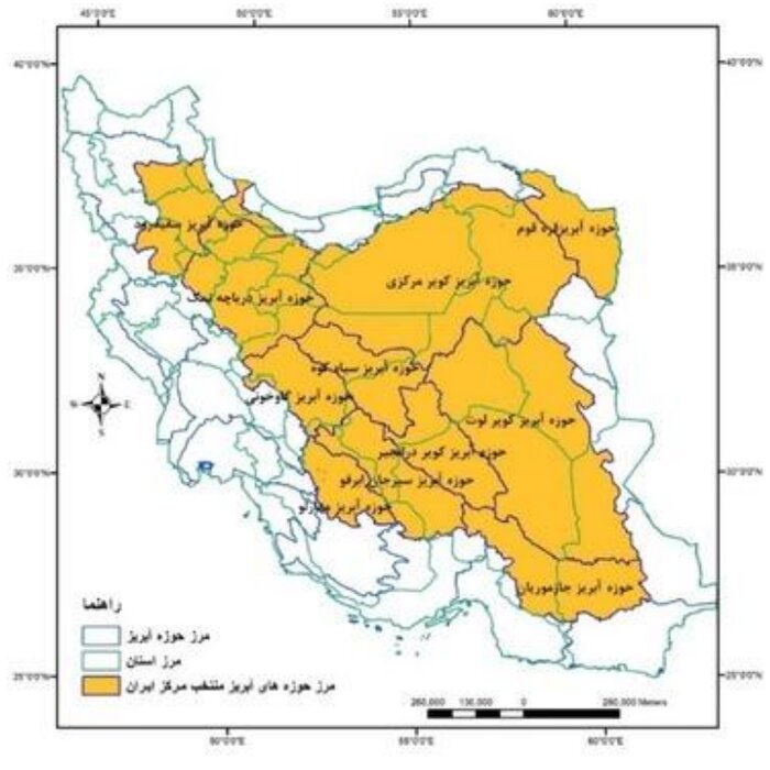 موقعیت جغرافیایی ۱۱حوزه آبریز داخلی در کشور