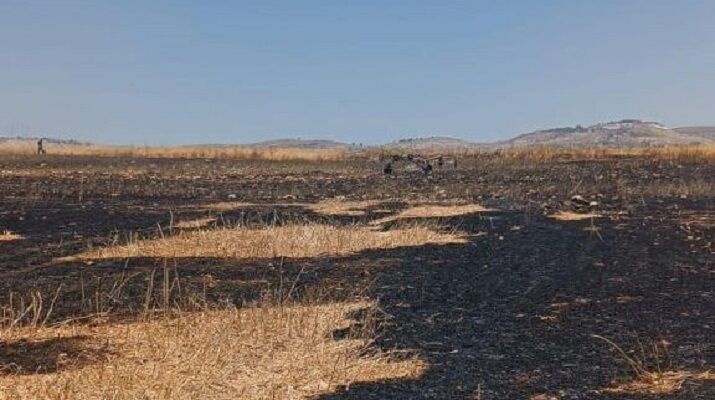 شهرک نشینان صهیونیست زمین‌های کشاورزی فلسطینیان در شمال رام الله را به آتش کشیدند + فیلم