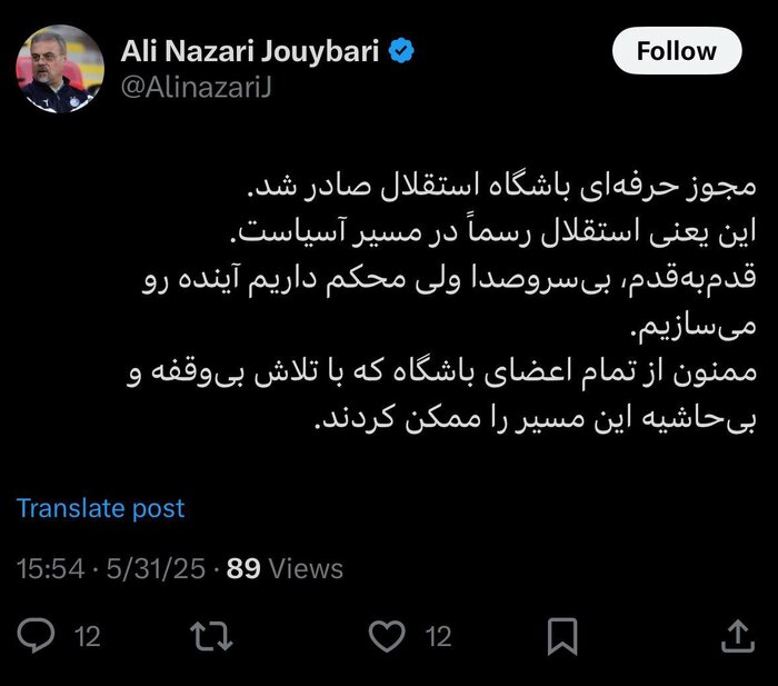 واکنش مدیرعامل استقلال به دریافت مجوز حرفه ای: رسما در آسیا هستیم!
