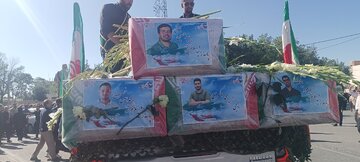 تشییع پیکر پاک هشت شهید جنایات رژیم صهیونیستی در خمین+ فیلم