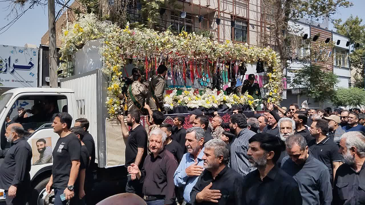 مردم ورامین پیکر ۲ شهید تجاوز رژیم صهیونیستی را در آغوش گرفتند + فیلم