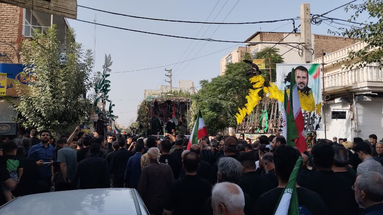 پیکر سردار حسن خوانساریان از شهدای تجاوز رژیم صهیونیستی در قرچک تشییع شد + فیلم