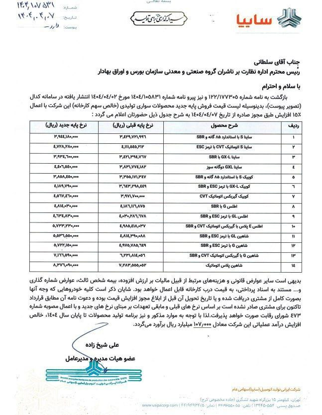 ۲ خودروساز بزرگ، فهرست جدید قیمت محصولات منتشر کردند