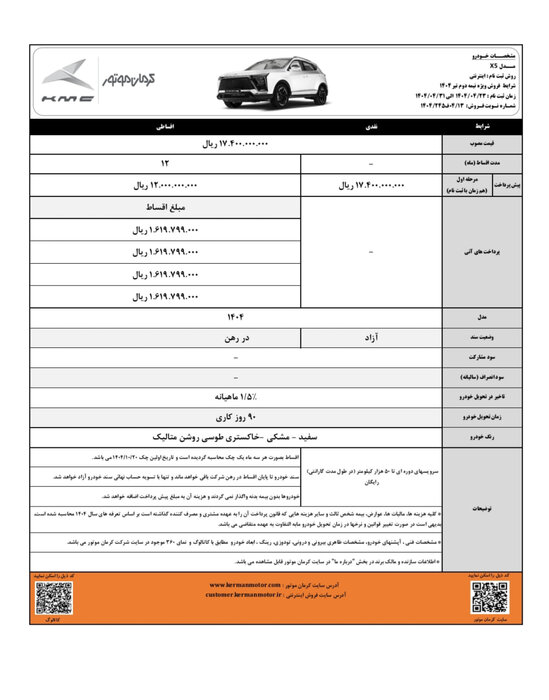 فرصت محدود برای ثبت نام سه محصول کرمان موتور؛ تنها تا ۳۱ تیر ماه