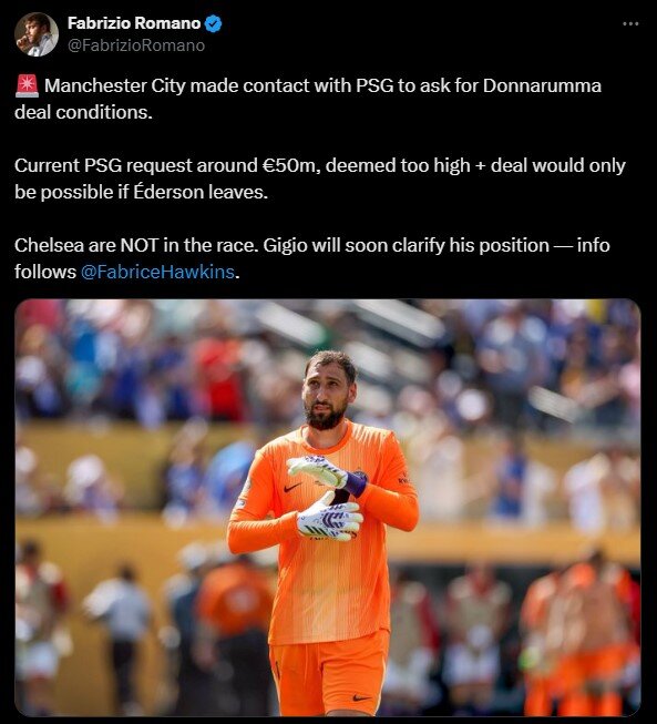 سیتی برای جذب دوناورما با پیاسجی تماس گرفت؛ دروازهبان ایتالیایی دور از چلسی