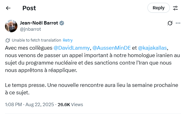 وزیر خارجه فرانسه: تماس مهمی با عراقچی داشتیم