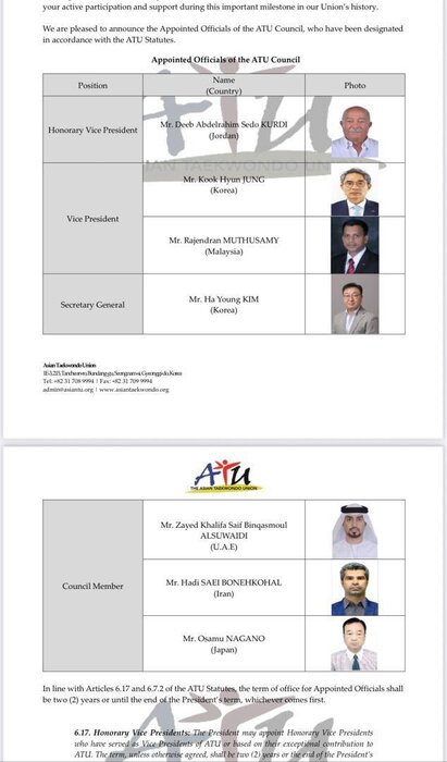 اتحادیه تکواندو آسیا عضویت هادی ساعی در هیات اجرایی را تایید کرد