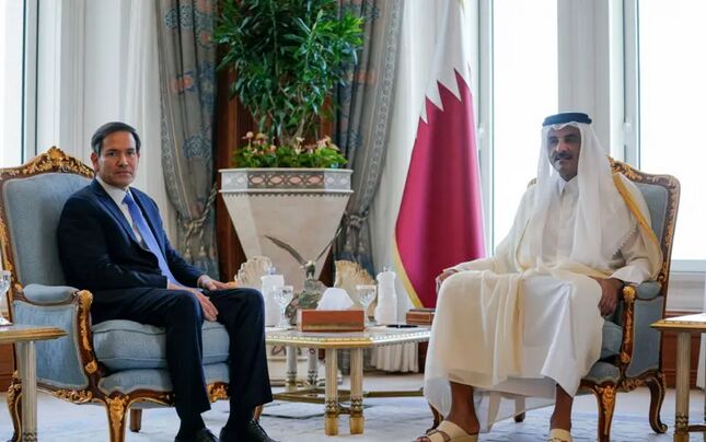 دیدار امیر قطر با وزیر خارجه آمریکا