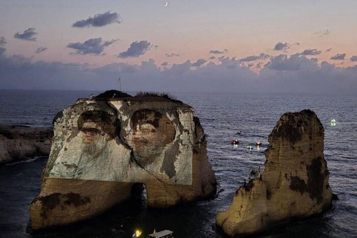 بیروت با تصاویر شهید سید حسن نصرالله و شهید سید هاشم صفیالدین نورافشانی شد+عکس