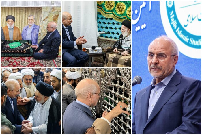 قالیباف با آیات‌ عظام مکارم شیرازی، جوادی‌آملی و سبحانی دیدار کرد