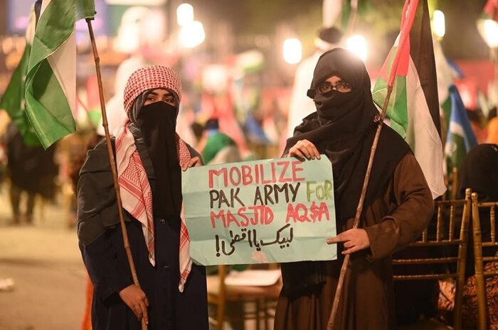 اجتماع بزرگ همبستگی با غزه در «لاهور» پاکستان + فیلم و عکس