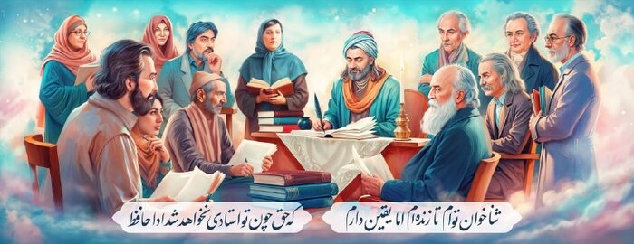 گردهمایی شاعران در دیوارنگاره «لسانالغیب»