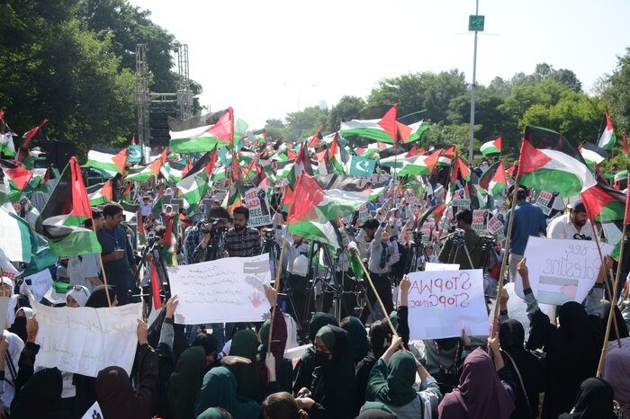 شعار حامیان غزه در پایتخت پاکستان؛ کشور مستقل فلسطین باید تأسیس شود