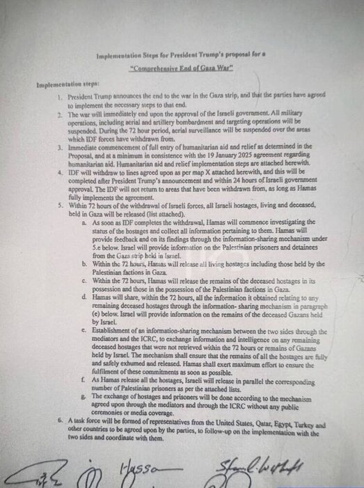 متن توافق حماس و رژیم صهیونیستی برای آتش بس و تبادل اسیران