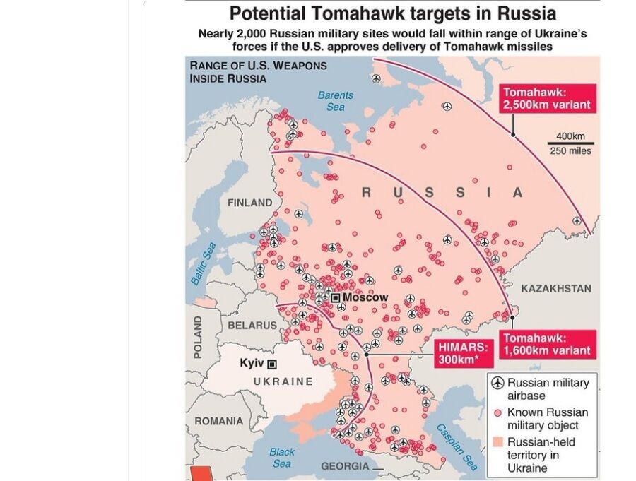 کدام مناطق روسیه در تیررس تاماهاوک خواهد بود؟