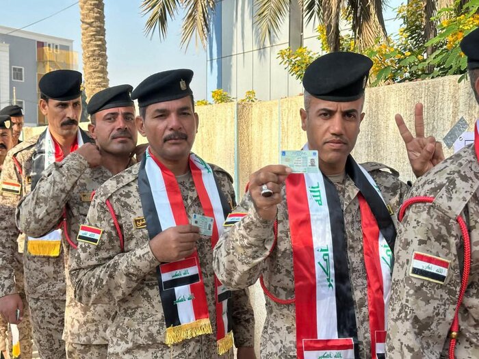گزارش تصویری ایرنا از مشارکت گسترده نیروهای حشد الشعبی در انتخابات پارلمانی عراق