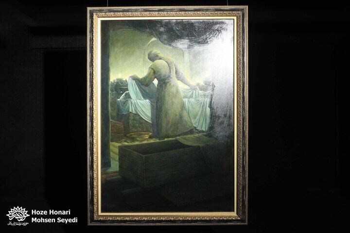 تابلوی «وداع آخر» به مناسبت شهادت دختر نبی(ص) رونمایی شد