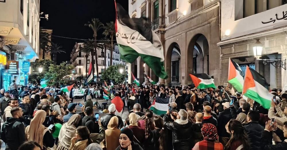 تجمع اعتراضی مردم مغرب در حمایت از غزه، لبنان و سودان