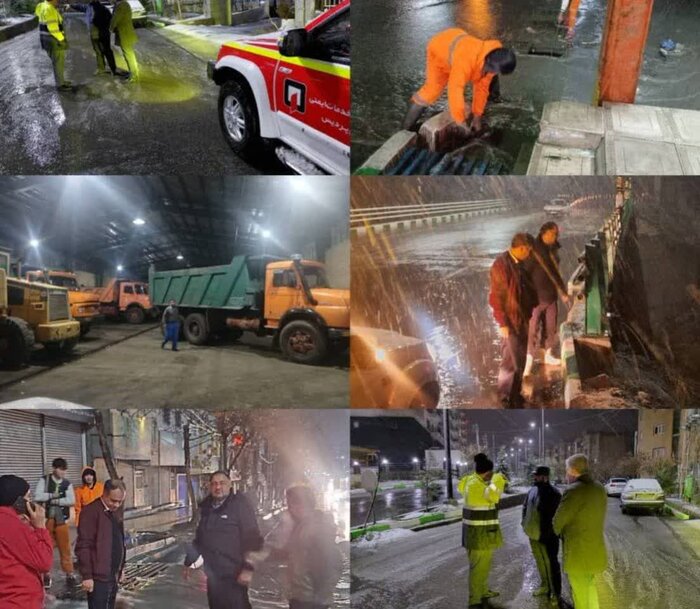 نمک پاشی مناطق برفگیر در پردیس + فیلم