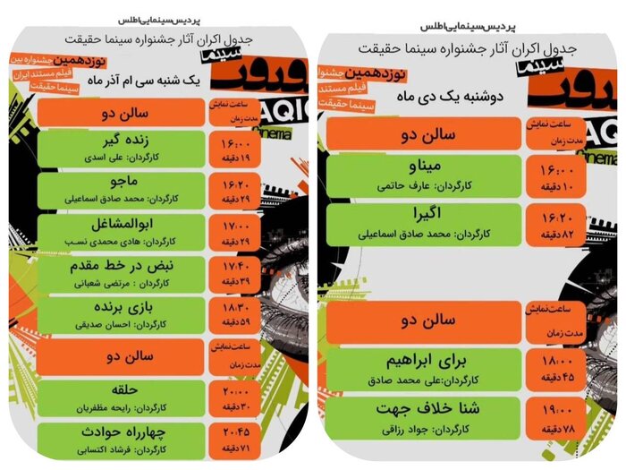 اکران آثار برگزیده نوزدهمین جشنواره بینالمللی سینمای مستند در مشهد