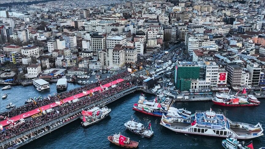 تظاهرات گسترده مردم استانبول در حمایت از فلسطین