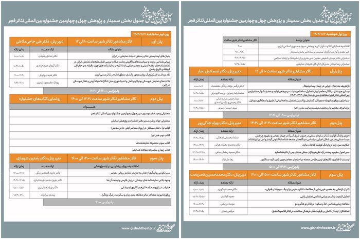 برگزاری بخش پژوهش چهلوچهارمین جشنواره تئاتر فجر طی ۲ روز