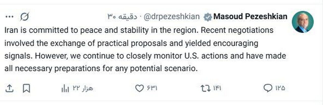 پزشکیان: مذاکرات اخیر نشانههای امیدوارکنندهای به همراه داشت