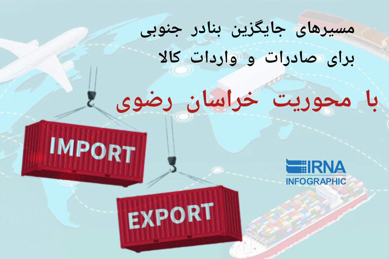 اینفوگرافیک / مسیرهای جایگزین بنادر جنوبی در تجارت با محوریت خراسان رضوی