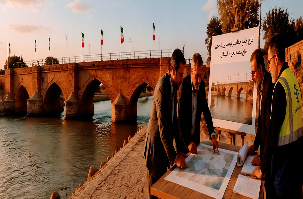 نصب پیاده‌رو بر روی پل «قاضی زاهد» گلپایگان موقتی است