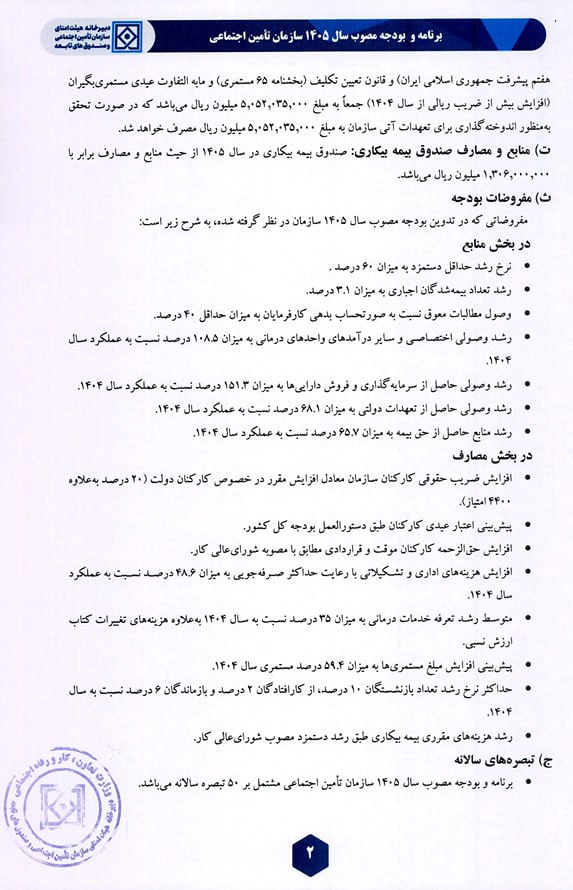 حفظ پایداری، اولویت بودجهریزی سازمان تامین اجتماعی در سال جاری است