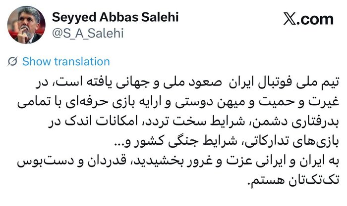 وزیر فرهنگ: تیم ملی فوتبال در جام جهانی به ایران عزت و غرور بخشید/قدردانم