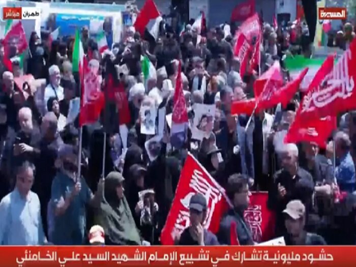 المسیره: جمعیت انبوه تشییع کننده آمریکا را شیطان بزرگ دانستند