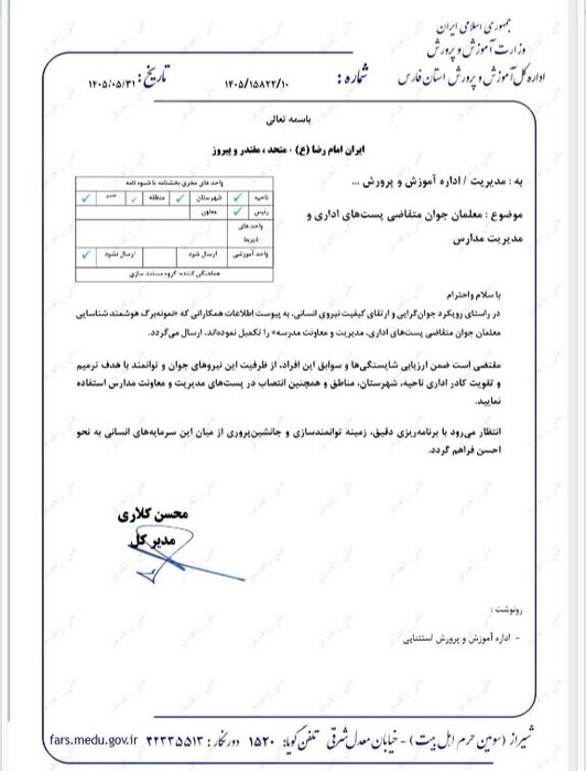 ۲۱۶۳ معلم جوان؛ نقشه آموزشوپرورش فارس برای نسل بعدی مدیران