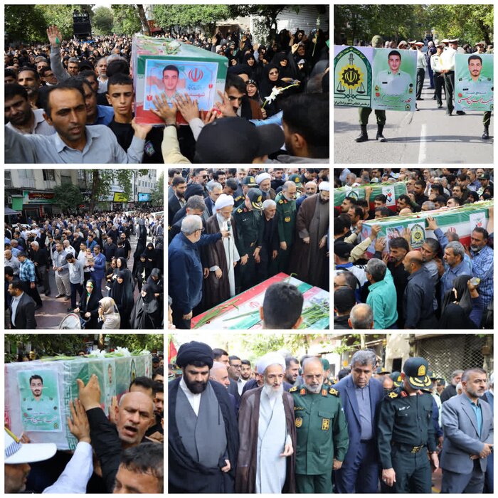 پیکر مطهر ۲ شهید مدافع امنیت با حضور باشکوه مردم در ساری تشییع شد