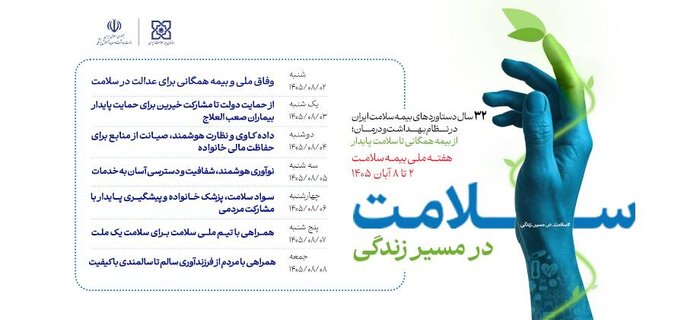 هفته ملی بیمه سلامت با شعار «سلامت در مسیر زندگی» برگزار میشود
