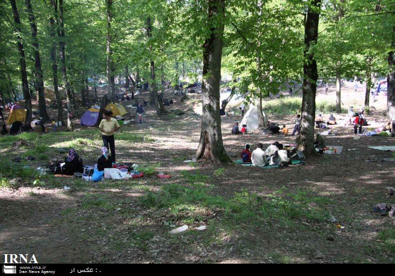 گردشگران نوروزي در پارك جنگلي عباس آباد بهشهر