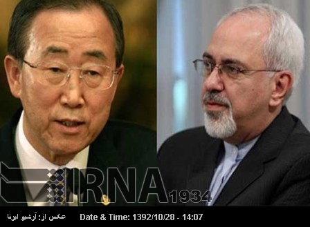 Iran FM, UN chief discuss Geneva II confab on phone Iran FM, UN chief discuss Geneva II confab on phone