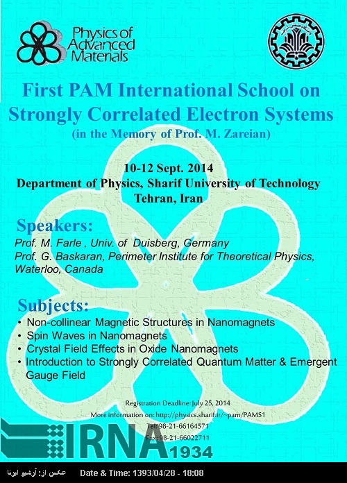 Sharif University to host Int'l School on Strongly Correlated Electron Systems Sharif University to host Int'l School on Strongly Correlated Electron Systems