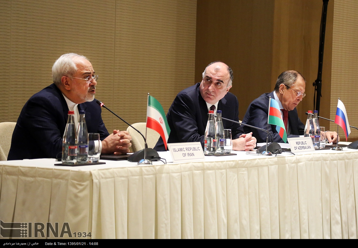 IRNA English - Iran, Russia, Azeri Foreign Minister in Baku