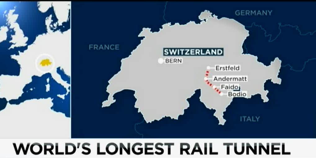 طولانی ترین تونل قطار جهان در سوئیس بصورت رسمی گشایش یافت