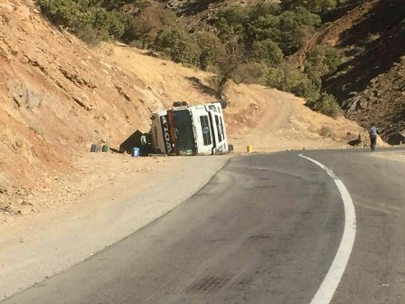 واژگونی دومین تانكر كشنده در هفته جاری در جاده های كردستان