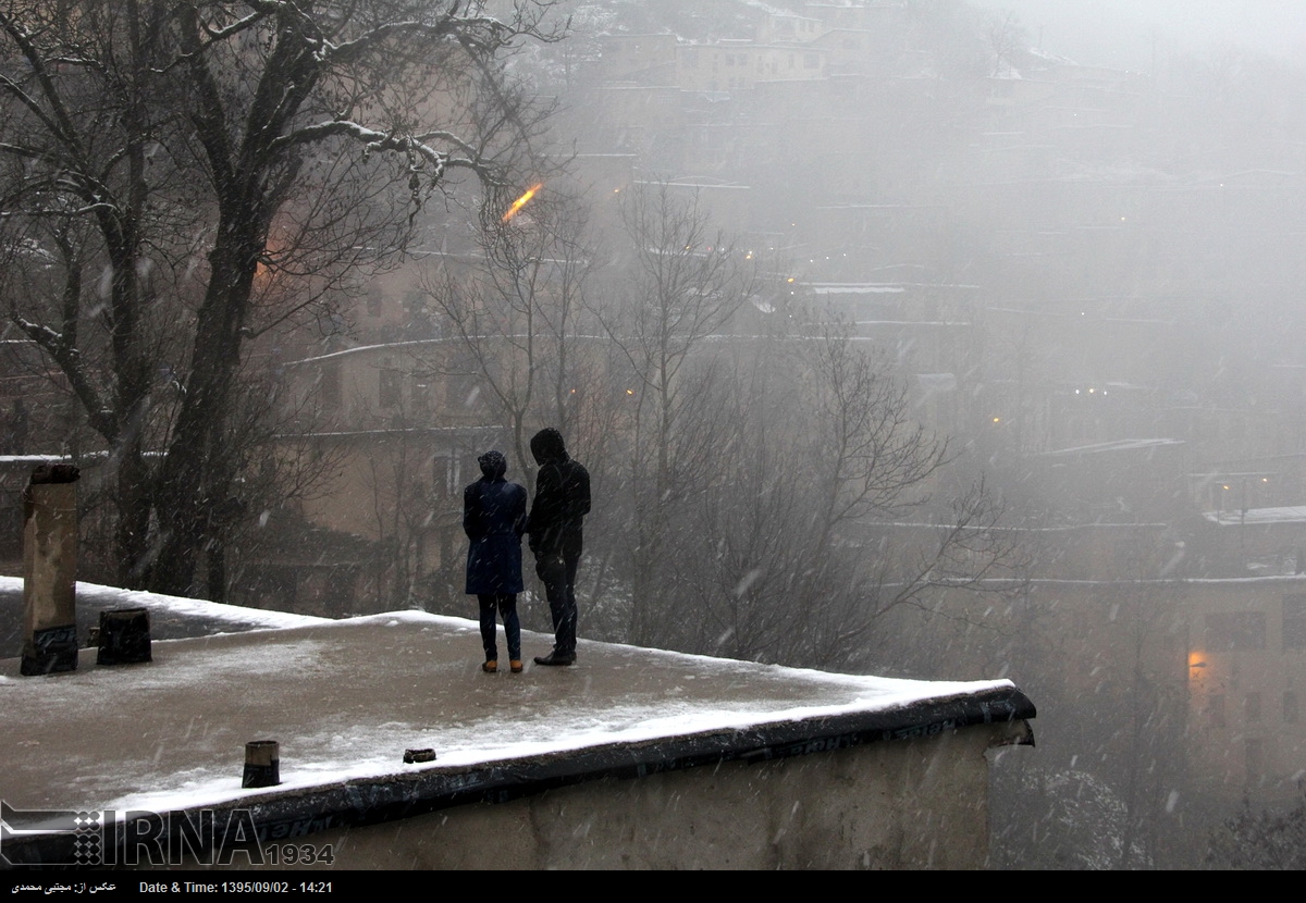 First snowy day in historical village of Masouleh