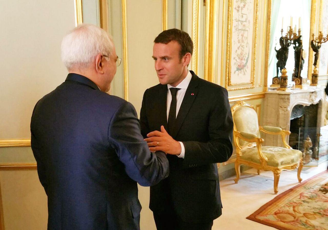 ظریف با رئیس جمهوری فرانسه دیدار كرد