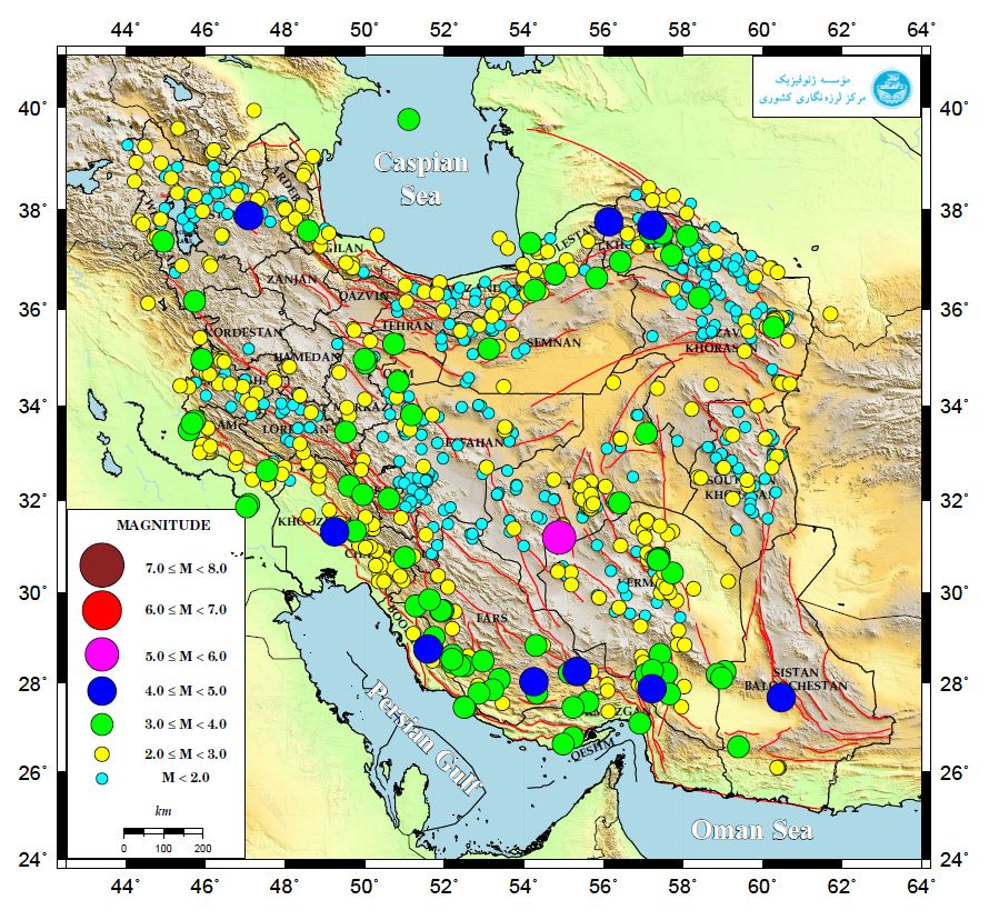 ثبت بیش از 1000 زلزله در ماه مهر توسط مركز لرزه‌نگاری مؤسسه ژئوفیزیك