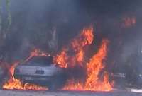 واژگونی و آتش گرفتن خودرو در نوشهر سبب مرگ راننده شد