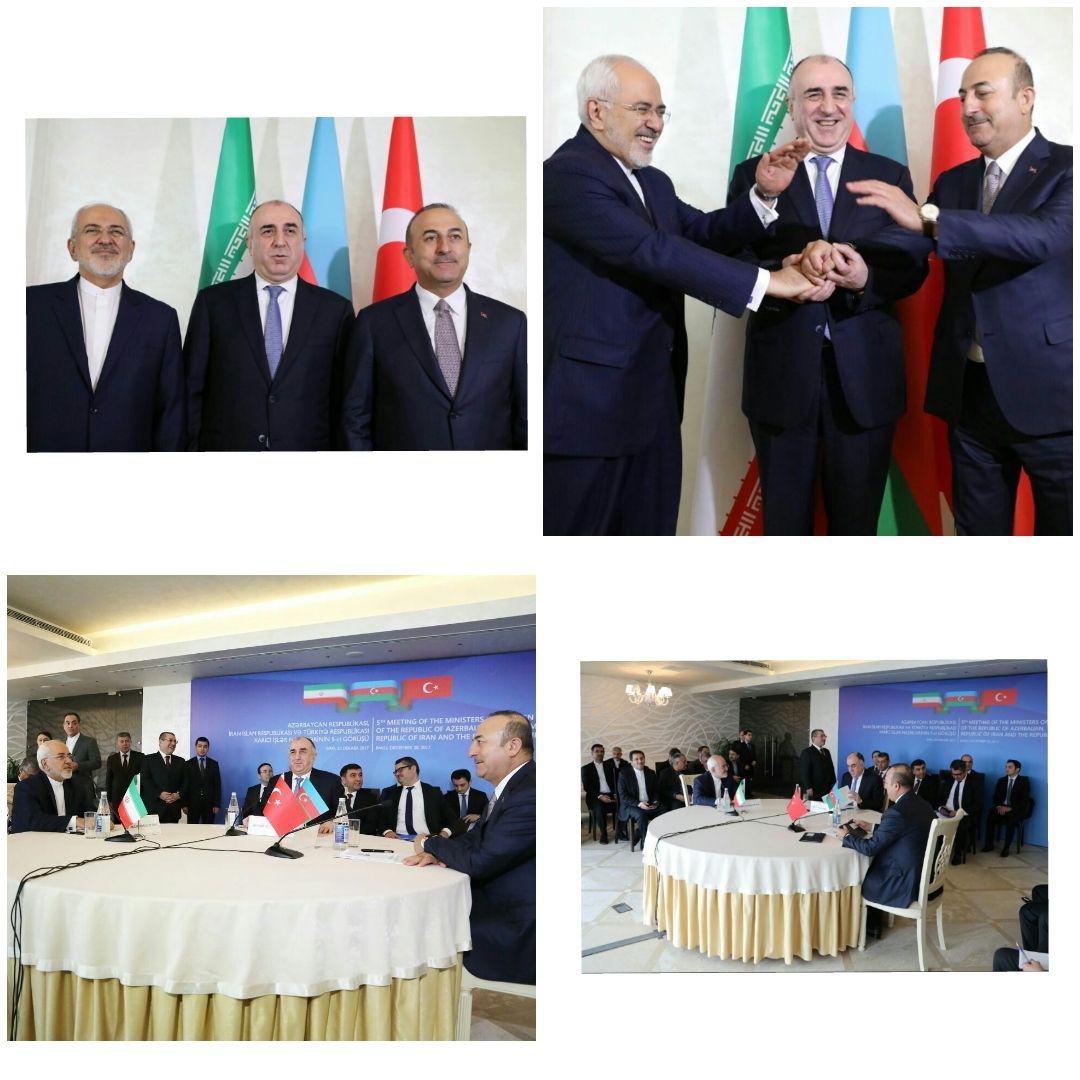 Iran, Turkey, Azerbaijan FMs meet in Baku Iran, Turkey, Azerbaijan FMs meet in Baku