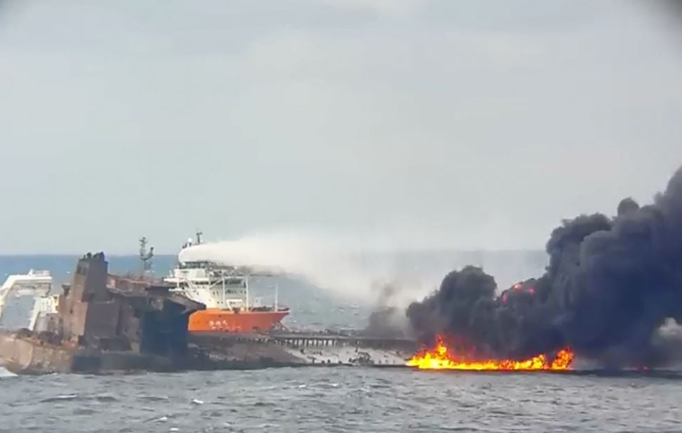 Iran Navy commandos about to enter burning oil tanker Iran Navy commandos about to enter burning oil tanker