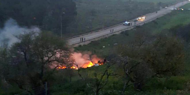 الصور الأولي لحطام الطائرة الإسرائیلیة بعد إسقاطها بنیران الدفاعات الجویة السوریة الصور الأولي لحطام الطائرة الإسرائیلیة بعد إسقاطها بنیران الدفاعات الجویة السوریة